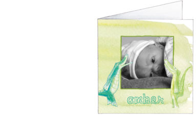1615 | happy crocodiles with a photograph | birth announcement | baby card
