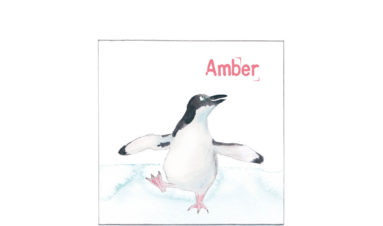 1628e | happy penguin | birth announcement | baby card