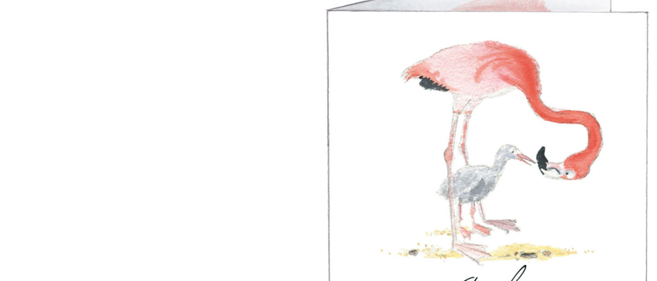 1629 | happy flamingos | birth announcement | baby card