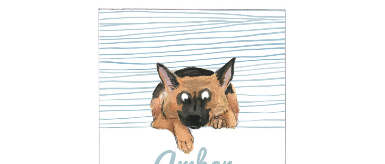 1631e | German german shepherd dog | birth announcement | baby card