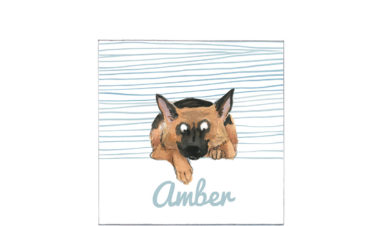 1631e | German german shepherd dog | birth announcement | baby card